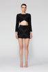 Simetric Patterned Beaded Mini Pencil Skirt